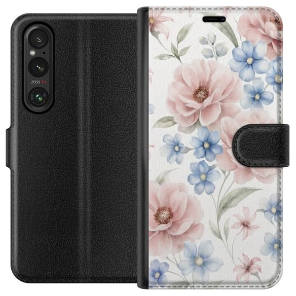 Sony Xperia 1 V Lompakkokotelo Romanttiset kukat