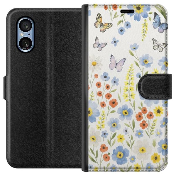 Sony Xperia 5 V Lompakkokotelo Kesäkukat