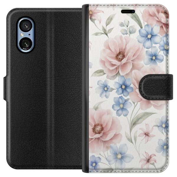 Sony Xperia 5 V Lompakkokotelo Romanttiset kukat