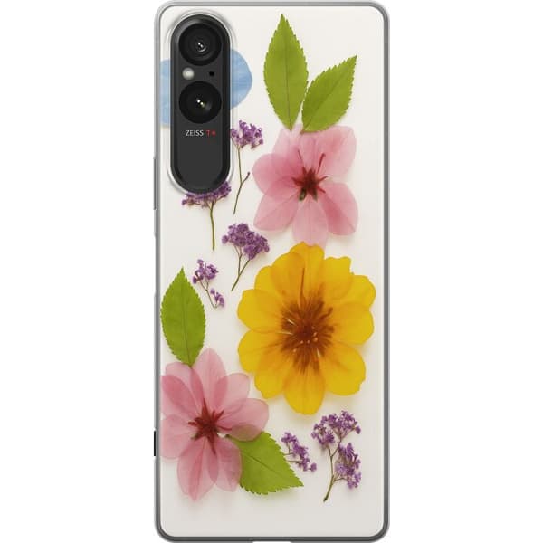 Sony Xperia 5 V Gjennomsiktig deksel Pressede blomster