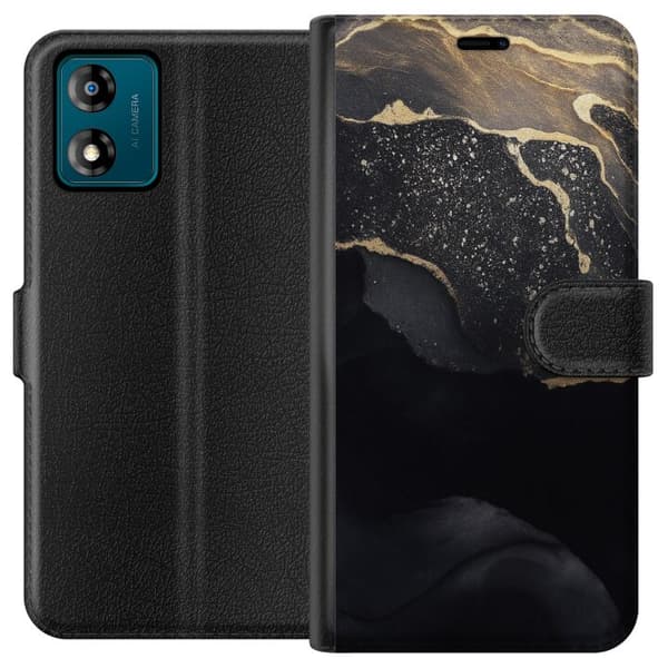 Motorola Moto E13 Plånboksfodral Svart guld abstrakt