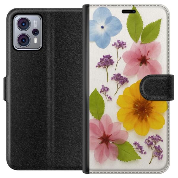 Motorola Moto G23 Lommeboketui Pressede blomster