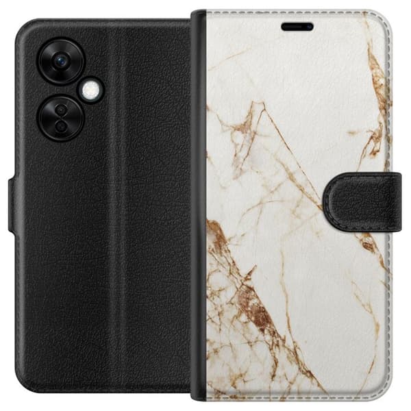 OnePlus Nord CE3 Tegnebogsetui Hvid marmor