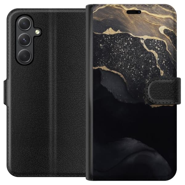 Samsung Galaxy A25 Lommeboketui Svart gull abstrakt