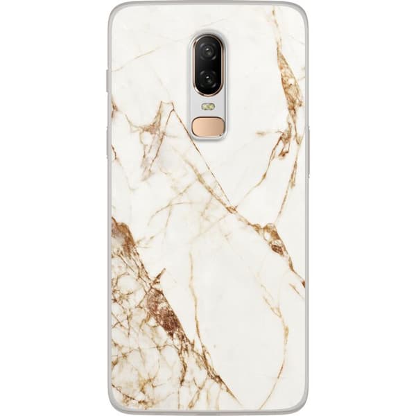 OnePlus 6 Gjennomsiktig deksel Hvit marmor