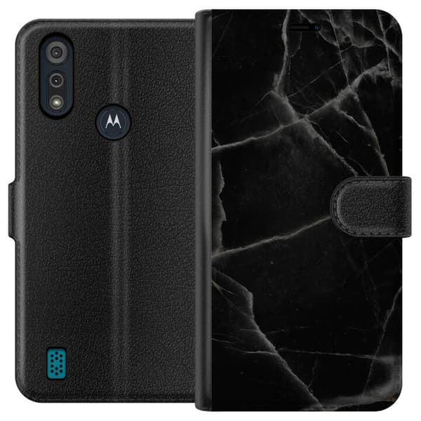 Motorola Moto E6i Tegnebogsetui Sort marmor
