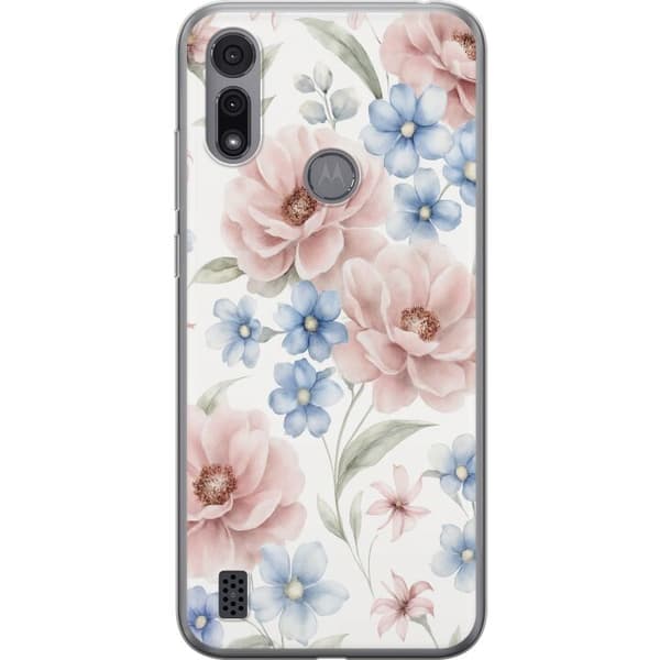 Motorola Moto E6i Gjennomsiktig deksel Romantiske blomster