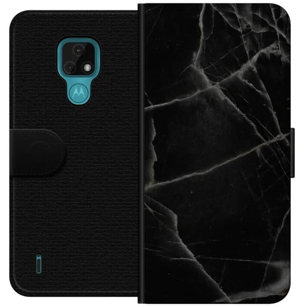 Motorola Moto E7 Plånboksfodral Svart marmor