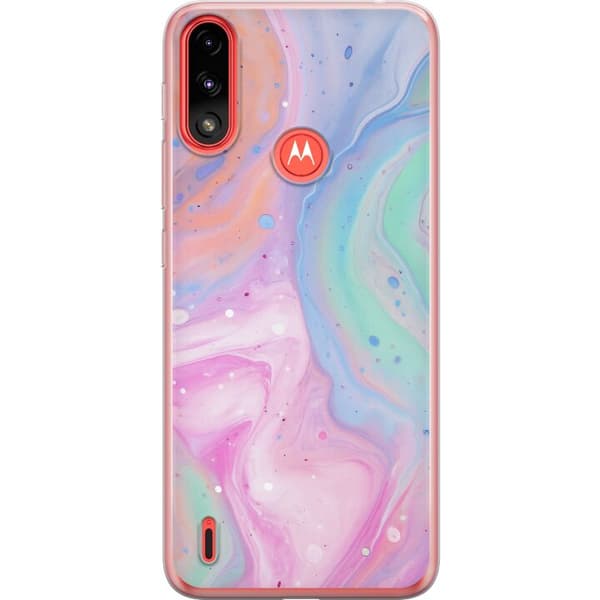 Motorola Moto E7 Power Genomskinligt Skal Pastellmarmor