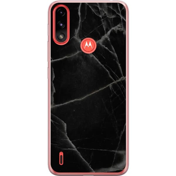 Motorola Moto E7 Power Läpinäkyvä kuori Musta marmori