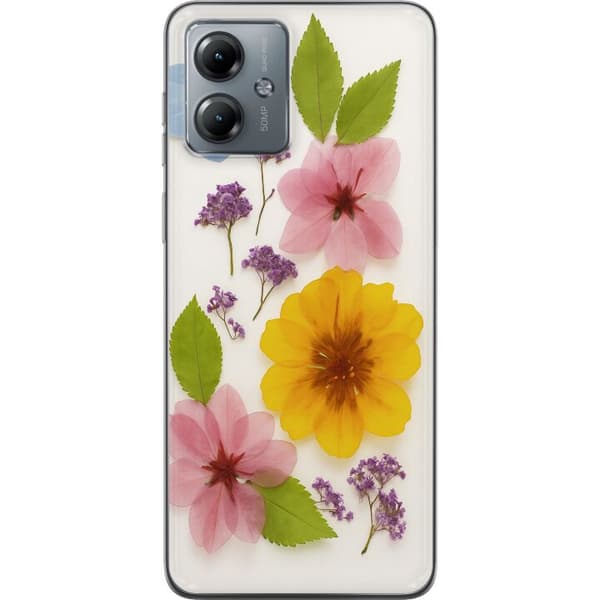 Motorola Moto G14 Gjennomsiktig deksel Pressede blomster