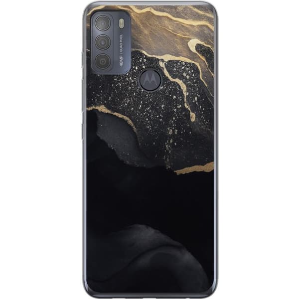 Motorola Moto G50 Gennemsigtig cover Sort guld abstrakt