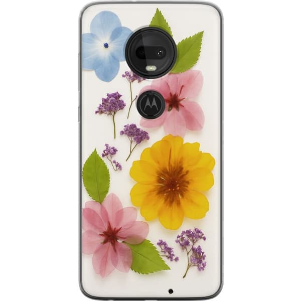 Motorola Moto G7 Genomskinligt Skal Pressade blommor