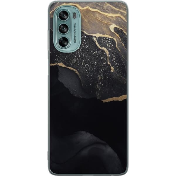 Motorola Moto G62 5G Gennemsigtig cover Sort guld abstrakt