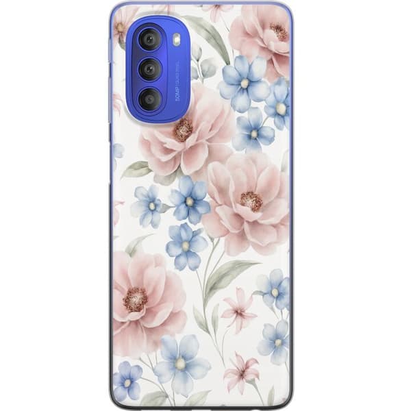 Motorola Moto G51 5G Gennemsigtig cover Romantiske blomster