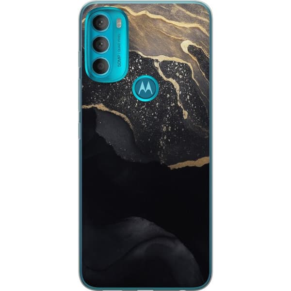 Motorola Moto G71 5G Genomskinligt Skal Svart guld abstrakt