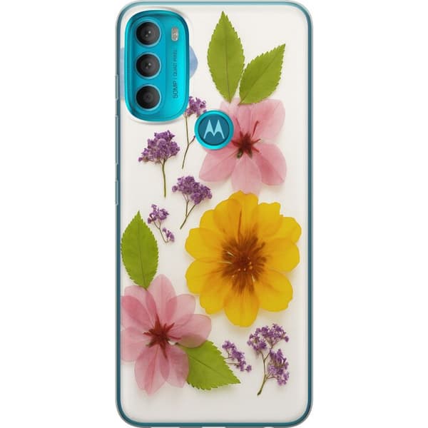 Motorola Moto G71 5G Gennemsigtig cover Pressede blomster