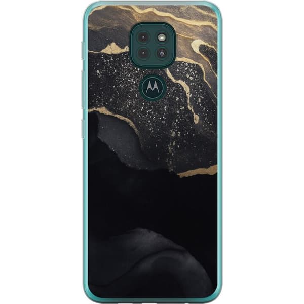 Motorola Moto G9 Play Läpinäkyvä kuori Musta kulta abstrakti