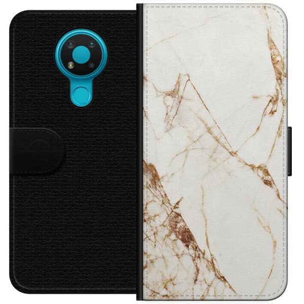 Nokia 3.4 Tegnebogsetui Hvid marmor