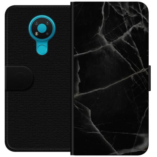 Nokia 3.4 Lommeboketui Svart marmor