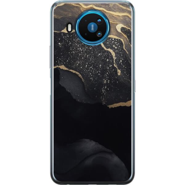 Nokia 8.3 5G Gjennomsiktig deksel Svart gull abstrakt