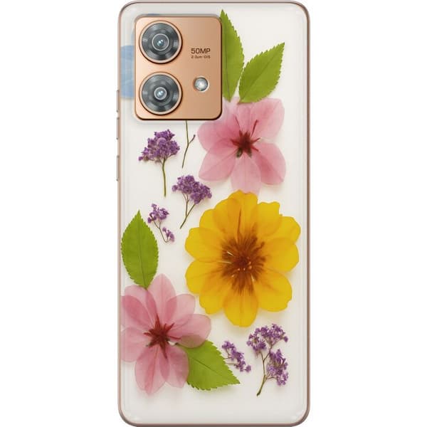 Motorola Edge 40 Neo Gennemsigtig cover Pressede blomster