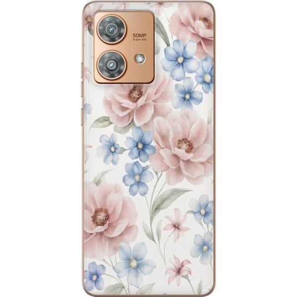 Motorola Edge 40 Neo Gennemsigtig cover Romantiske blomster
