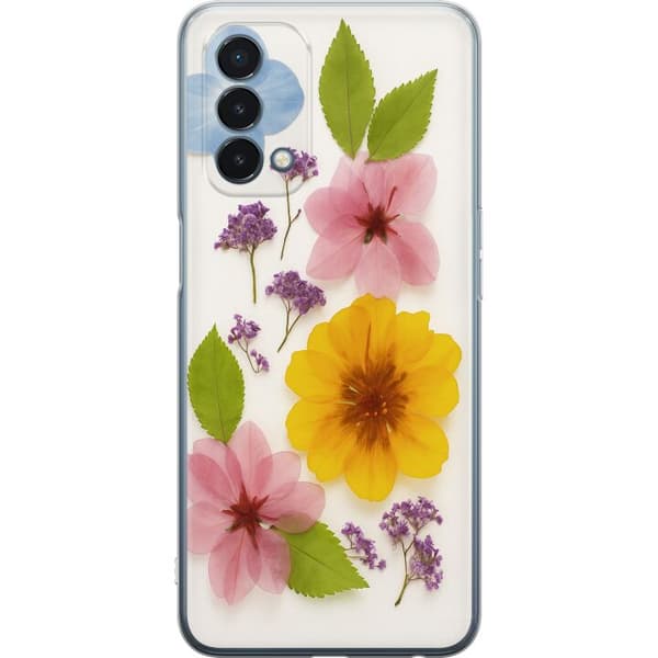 OnePlus Nord N200 5G Genomskinligt Skal Pressade blommor