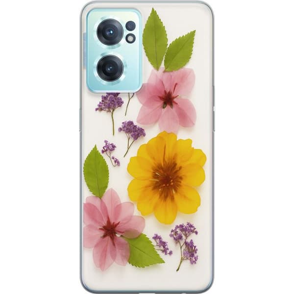 OnePlus Nord CE 2 5G Gjennomsiktig deksel Pressede blomster