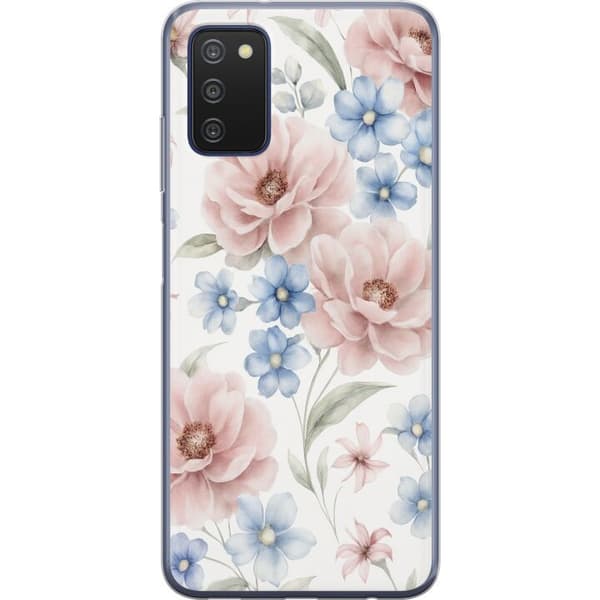 Samsung Galaxy A03s Läpinäkyvä kuori Romanttiset kukat