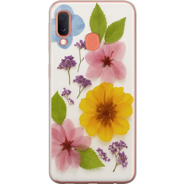 Samsung Galaxy A20e Genomskinligt Skal Pressade blommor