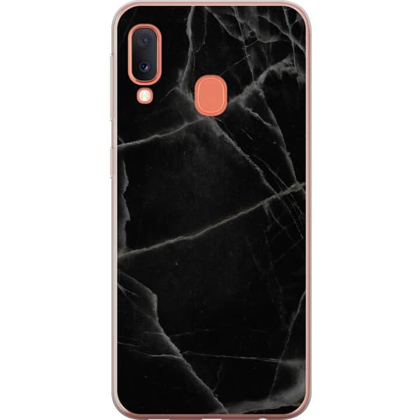 Samsung Galaxy A20e Genomskinligt Skal Svart marmor