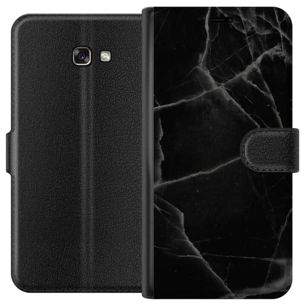 Samsung Galaxy A3 (2017) Lompakkokotelo Musta marmori