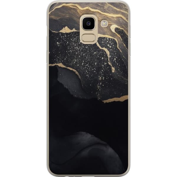 Samsung Galaxy J6 Läpinäkyvä kuori Musta kulta abstrakti