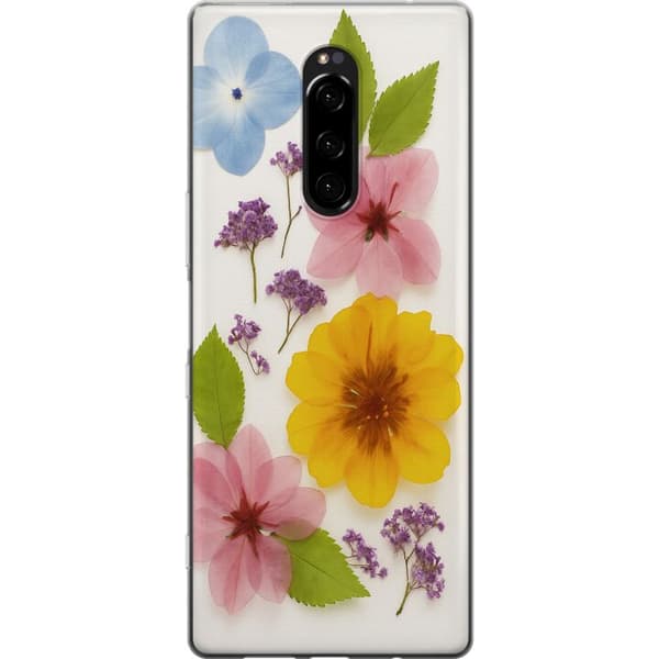 Sony Xperia 1 Gjennomsiktig deksel Pressede blomster