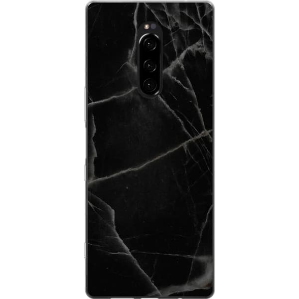 Sony Xperia 1 Läpinäkyvä kuori Musta marmori