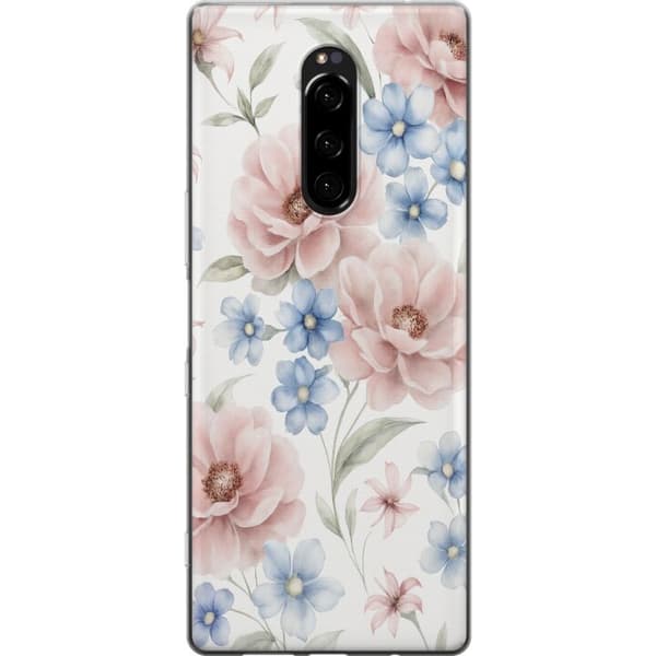 Sony Xperia 1 Läpinäkyvä kuori Romanttiset kukat