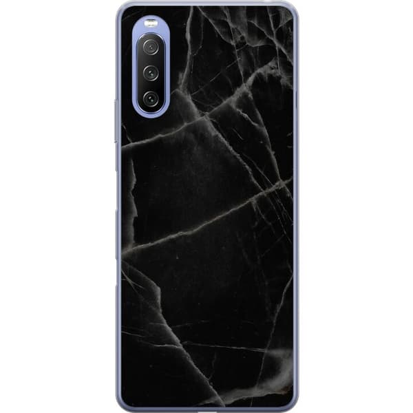 Sony Xperia 10 III Lite Läpinäkyvä kuori Musta marmori