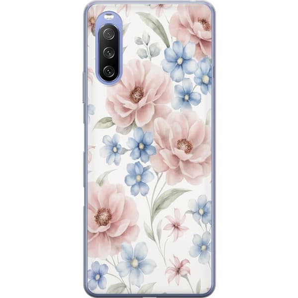 Sony Xperia 10 III Lite Genomskinligt Skal Romantiska blommor