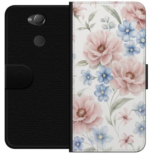 Sony Xperia XA2 Lompakkokotelo Romanttiset kukat
