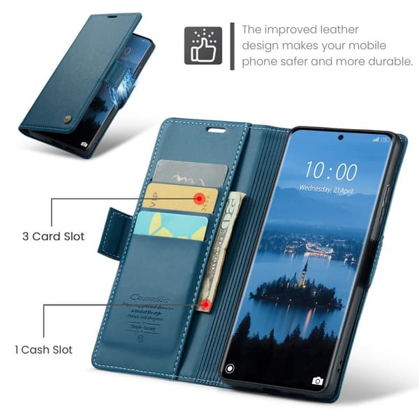 CASEME Redmi Note 14 Pro/Pro Plus 5G Fodral RFID Läder Blå
