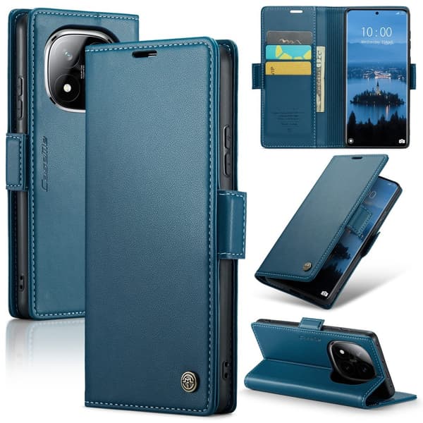 CASEME Redmi Note 14 Pro/Pro Plus 5G Fodral RFID Läder Blå