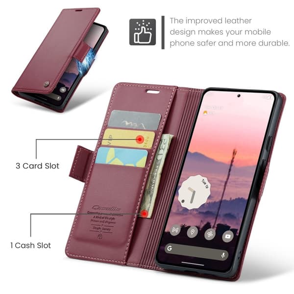 CASEME Google Pixel 9a Fodral RFID Läder Röd