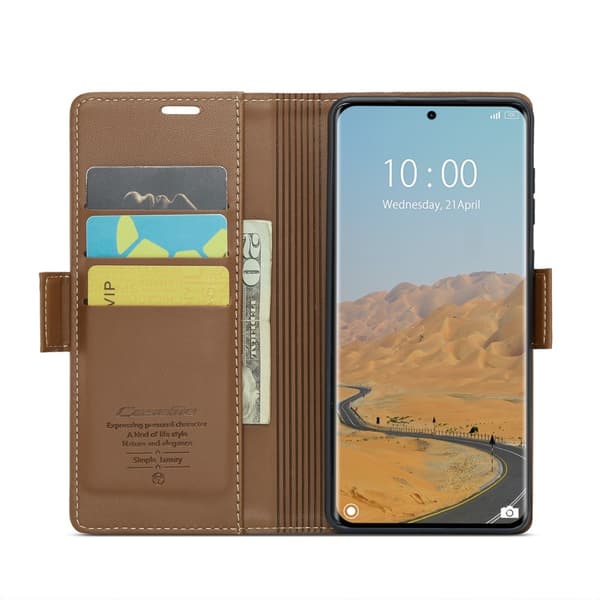 CASEME Redmi Note 14 Pro/Pro Plus 5G Fodral RFID Läder Brun
