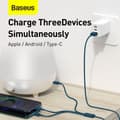 Miniatyrbild 6 av 6: BASEUS 1.5 m 3in1 USB-C/Lightning/MicroUSB Blå