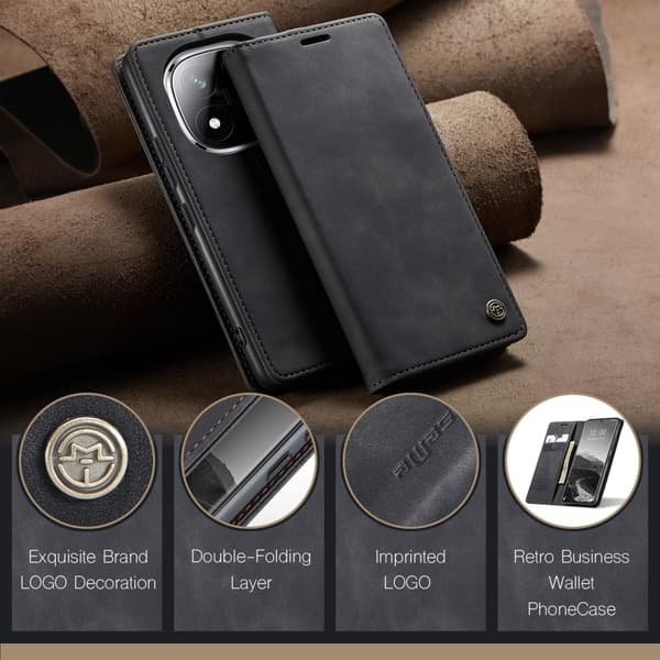 CASEME Redmi Note 14 Pro/Pro Plus 5G Fodral Flip Retro Läder