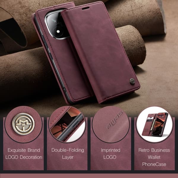 CASEME Redmi Note 14 Pro/Pro Plus 5G Fodral Flip Retro Läder