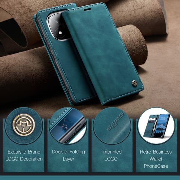 CASEME Redmi Note 14 Pro/Pro Plus 5G Fodral Flip Retro Läder