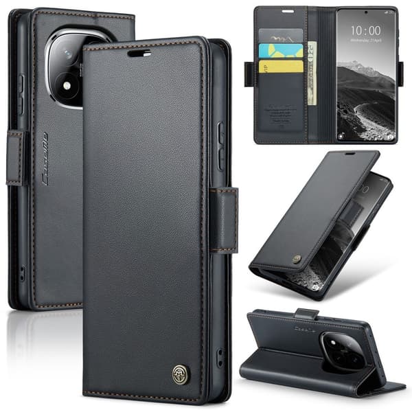 CASEME Redmi Note 14 Pro/Pro Plus 5G Fodral RFID Läder Svart