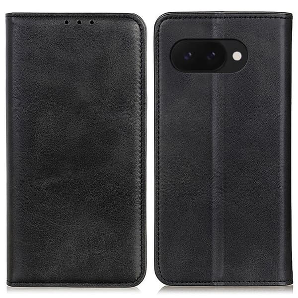Google Pixel 9a Fodral Flip Split Läder Svart